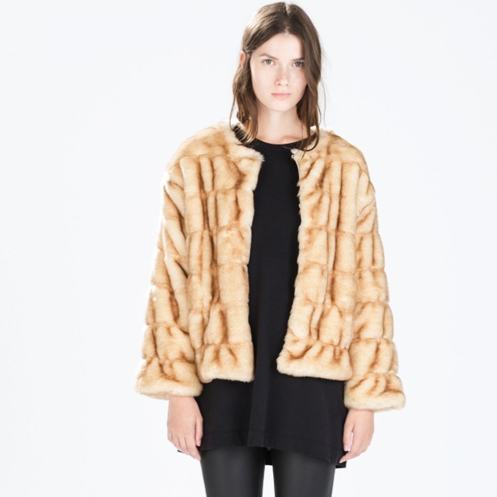 Zara faux fur jacket coat